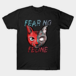 Fear No Feline Glitch Cat Zombie T-Shirt